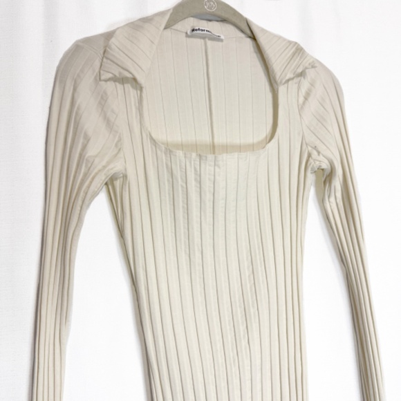 Reformation Vittoria Ribbed Bodycon Dress in Ivory Size Small - Picture 3 of 9